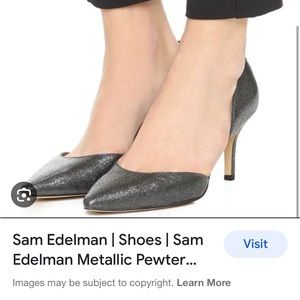 Sam Edelman Metallic Opal D’orsay Pewter Leather Pumps Size 8 1/2